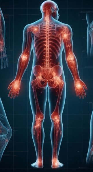 wireflrame illustration of human body inflammation rheumatism joint for health care wireflrame illustration of human body inflammation rheumatism joint for health care ai generated